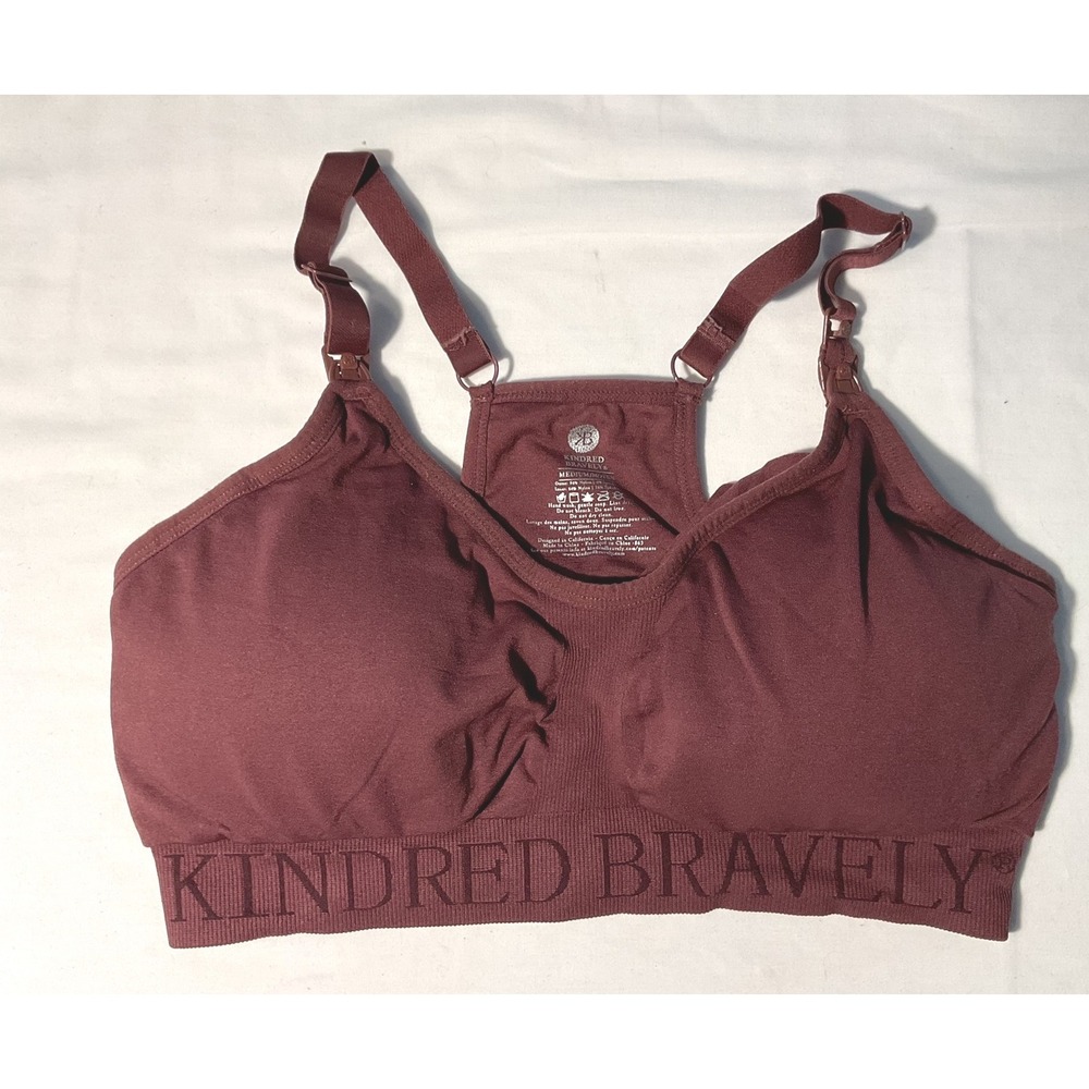 Kindred Bravely Sublime Nursing Bra Burgundy Medium Seamless Racerback Nursing